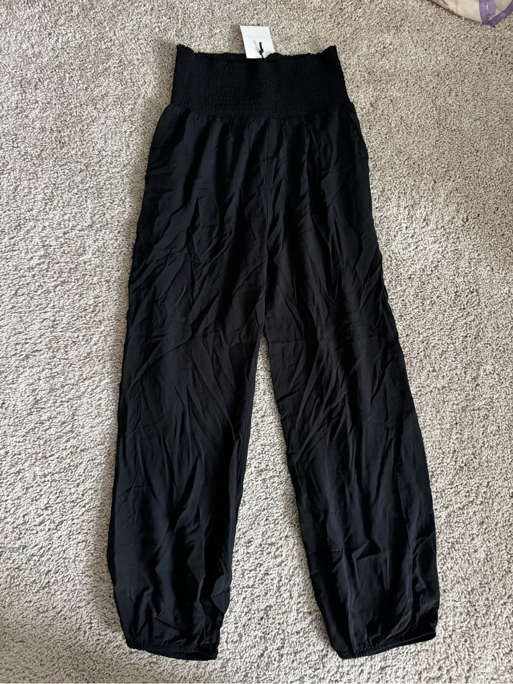NWT Hatch Collection Black The Weekend Pant smocked-waist harem or balloon pants